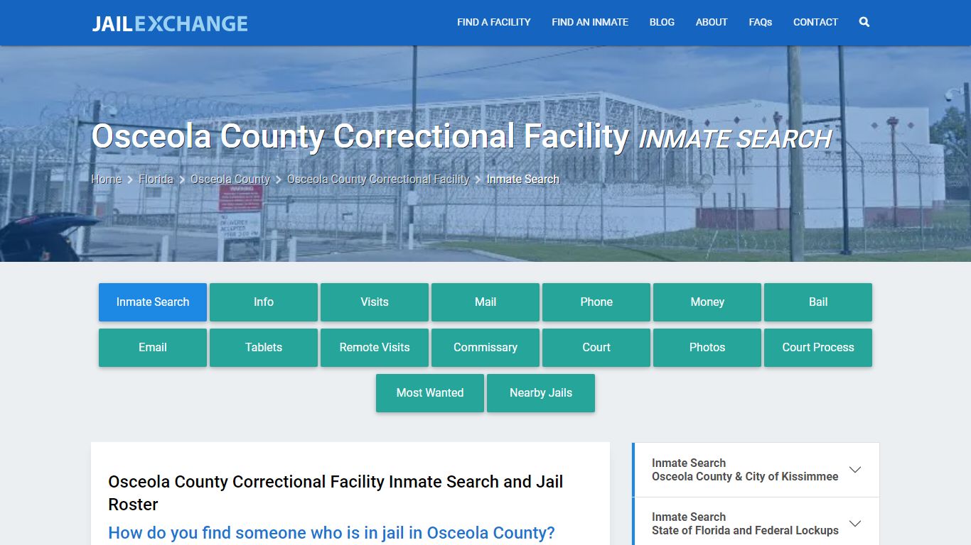 Osceola County Correctional Facility Inmate Search - Jail Exchange
